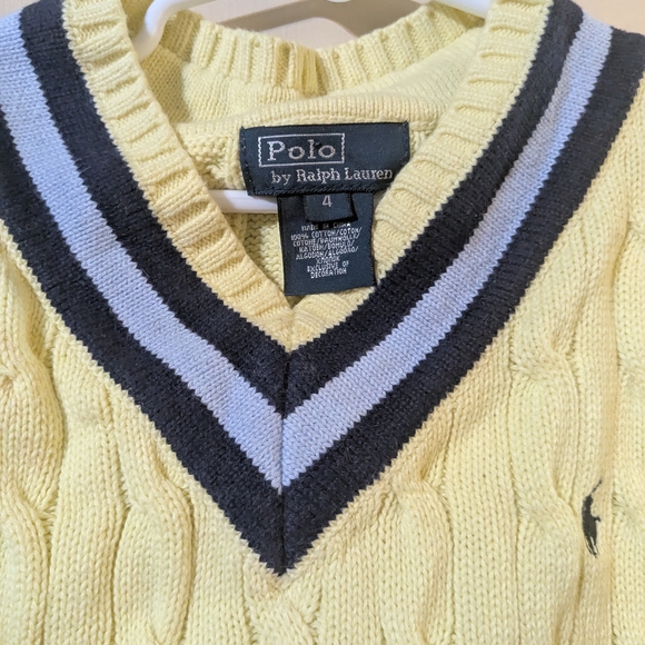 Polo by Ralph Lauren V-Neck Sweater in Yellow and Gray - Picture 1 of 4